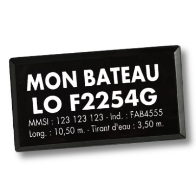 Plaque d'immatriculation interne OBLIGATOIRE pour votre bateau-école - FlashTide