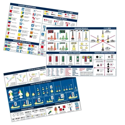 Pack de 3 planches adhésives A5 du code réglementaire marin - FlashTide